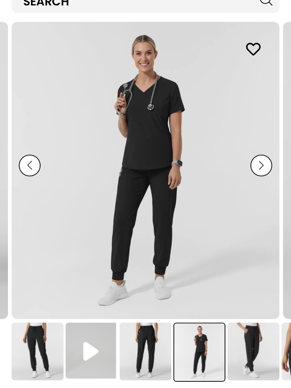 Winks XS black scrub top/jogger bottoms